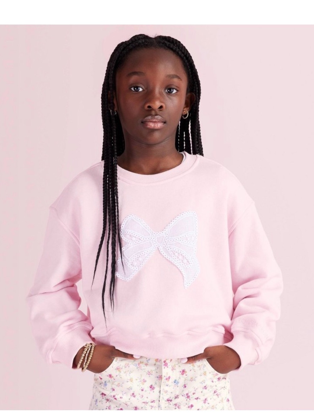 LoveShackFancy x Target Ella French Terry Bow Appliqué Sweatshirt. Girls Size M